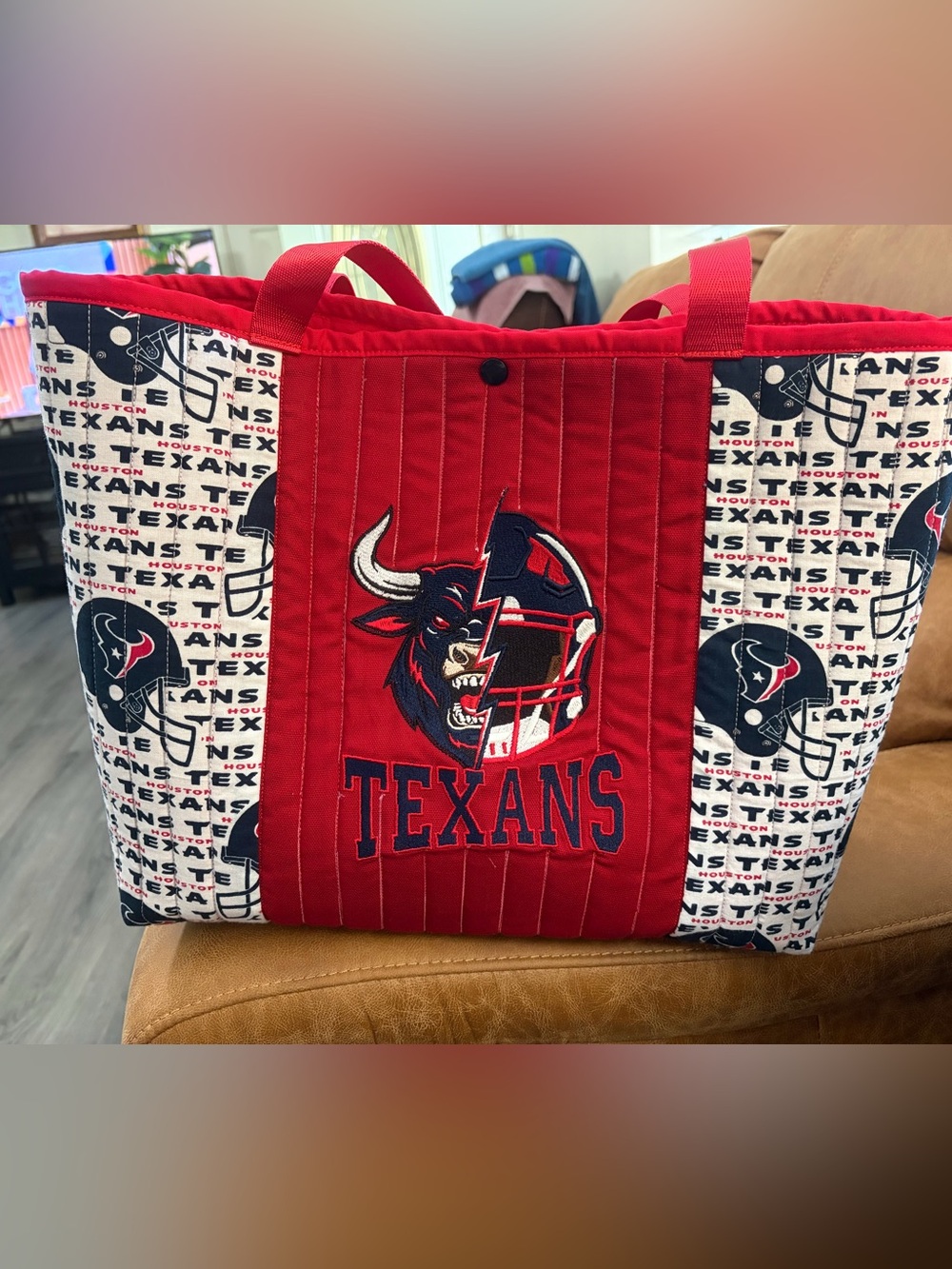 Houston Texans Embroidered and Quilted tote great for school to carry iPad /book